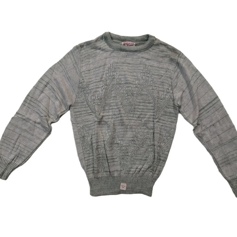 Vintage 1980s SIGN OF THE TIMES Olive Green Knit Crewneck Sweater